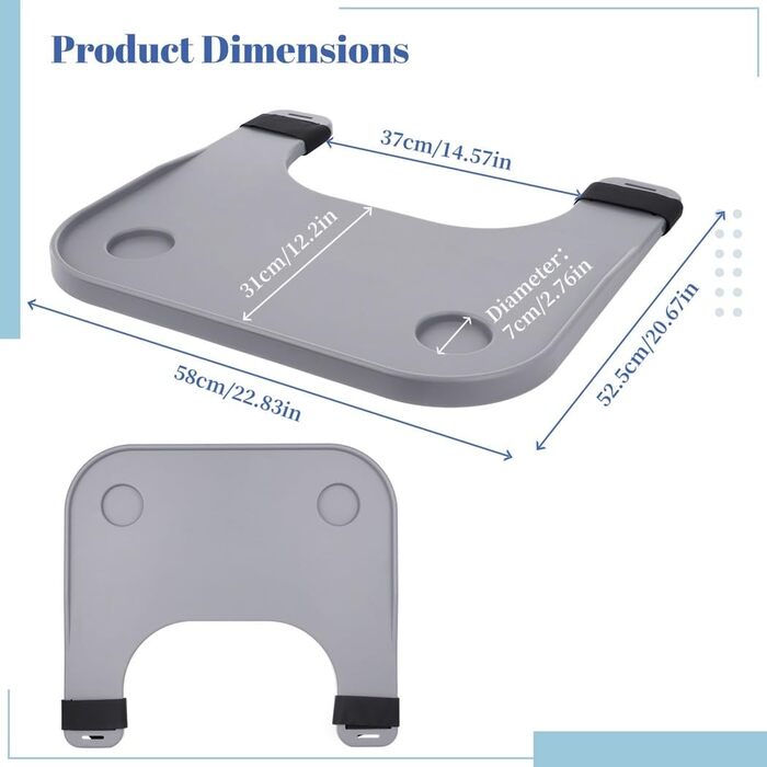 Знімний піднос для інвалідного візка з підставками для чашок для їжі, читання і відпочинку, розширений і потовщений настільний аксесуар для інвалідного візка для людей похилого віку