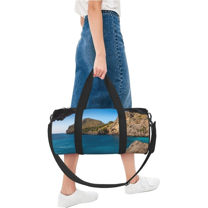Спортивна сумка для фітнесу та подорожей з принтом Арка Мальорки, чорна, універсальний розмір