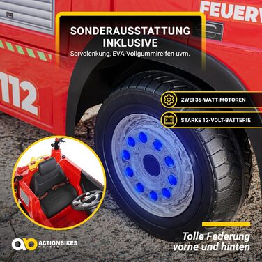 Дитячий електромобіль пожежна машина SX1818 2.4 Ghz пульт дистанційного керування - 2 шт. 12 вольт 35 Вт двигун - сирена - синє св