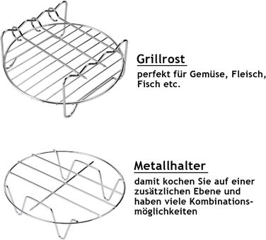 Аксесуари для фритюрниці MONZANA 8 шт. Набір фритюрниці, включаючи кошик для випічки хліба, 3,6 л, сковорода для піци, силіконова сковорода, решітка для гриля, шампури, шампури