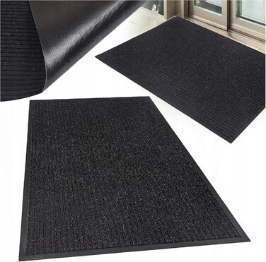 Чорний килимок для дверей 50x80 см Міцний, нековзний килимок для вловлювання бруду для використання всередині та зовні приміщень абсорбуючий килимок для дверей з поліпропілену та ПВХ, чорний, 50 x 80 см (прямокутний)