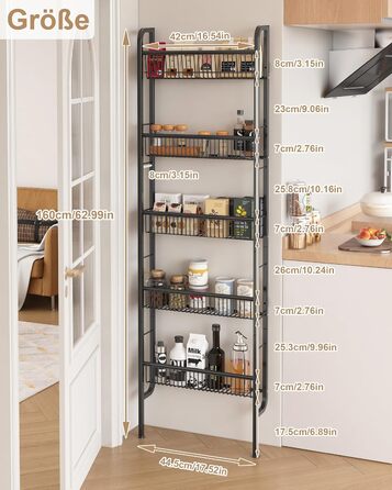 Рівнева вузька металева полиця для ванної кімнати, книжкова полиця, настінна полиця для кухні, полиця-драбина, багатофункціональна металева полиця для тісних приміщень, чорна, 5-