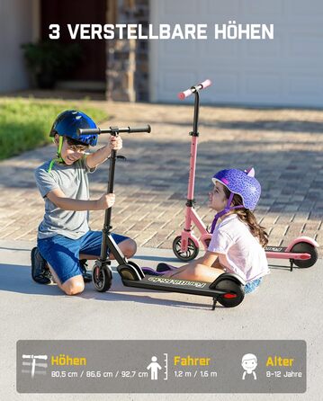 Електричний самокат FanttikRide C9 для дітей 8-12 років, 2 швидкості 10/16 км/год, запас ходу 8 км, регульована висота, складаний, дитячий електросамокат, чорний