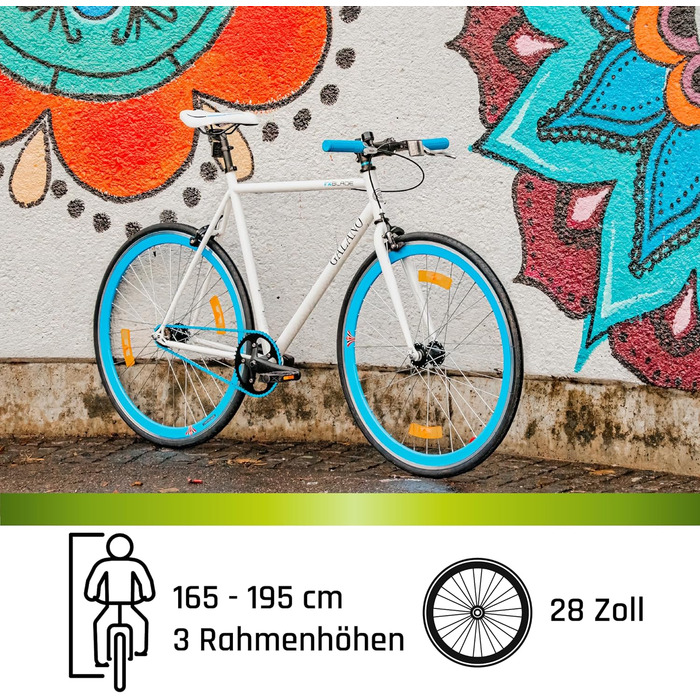 Велосипед Galano Blade Fixie для чоловіків та жінок, зріст 165-195 см, ретро-велосипед з однією швидкістю, 28-дюймові колеса, різні розміри, міські велосипеди з фліп-флоп втулкою, шосейний велосипед, міський велосипед, чорний/червоний, 53 см