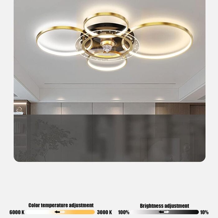 Вт світлодіодний стельовий світильник з можливістю регулювання, стельовий вентилятор зі світлодіодним підсвічуванням, регульованою