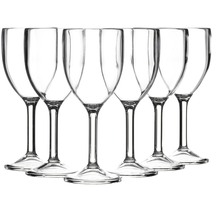 Багаторазовий келих для вина SECO з полікарбонату, 265 мл, упаковка з 6 шт. , зручний для зберігання, практично небиткий, ідеально підходить для заходів, кемпінгу, обідів на свіжому повітрі прозорий келих для вина об&39ємом 265 мл