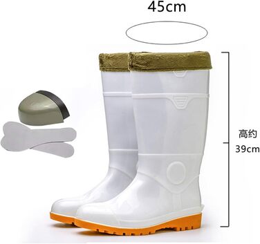 Чоловічі лабораторні гумові чоботи, з теплою підкладкою, високі гумові чоботи до коліна, термоізоляція, вуличні чоботи без шнурівки для риболовлі, полювання та садівництва, нековзні водонепроникні гумові чоботи, Z, 39 1/3 EU