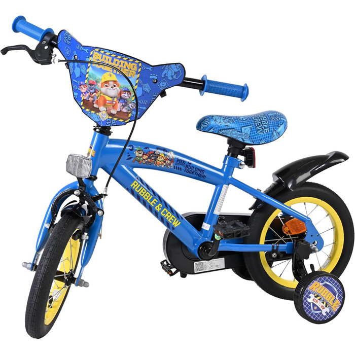 Дитячий велосипед Volare Rubble & Crew 12 35 років Ручне та ножне гальмо, знімні бічні колеса, захист ланцюга та світловідбивачі Регульоване сідло Подарунок для дівчаток та хлопчиків