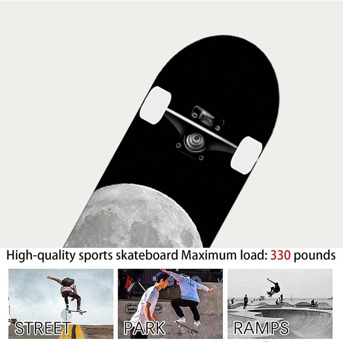 Скейтборд Alihoc 31" Standard Skateboard – Night Wolf Head для дітей, підлітків, дорослих, початківців та професіоналів, з максимальним навантаженням 150 кг. Голова Нічного Вовка