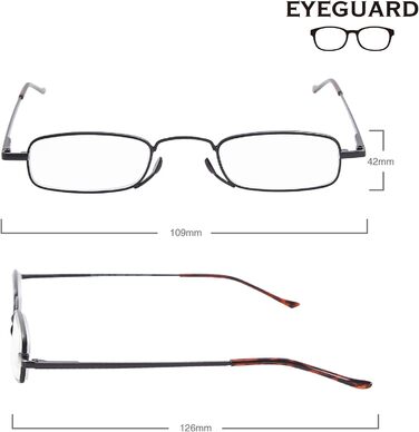 Окуляри для читання EYEGUARD Slim, компактні міні-окуляри для читання, суперлегкі металеві, кишенькові окуляри для читання з портативними чохлами для чоловіків і жінок, 2 пари багатокольорові 1,5 x