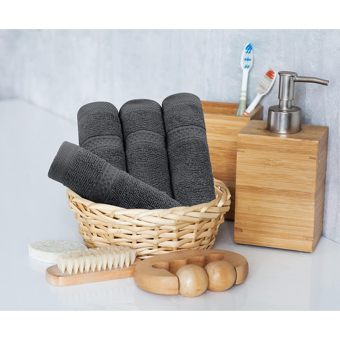 Рушники Utopia - набір бавовняних рушників з 8 предметів з вішалкою - 2 банних рушники, 2 рушники для рук та 4 мочалки - (сірий)