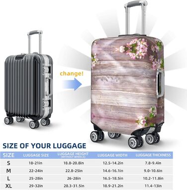 Чохол для валізи Весняні квіти з міцного поліестеру, захисний, еластичний, чорний, розмір 90 см