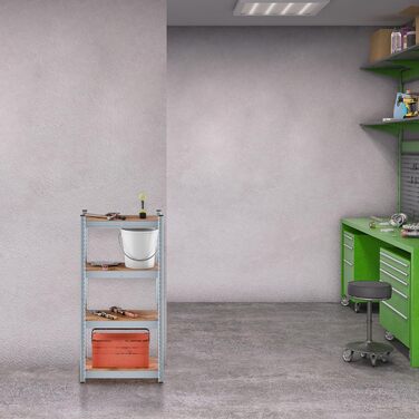 Міцний стелаж Relaxdays, ВxШxГ 120 x 60 x 30 см, 700 кг, оцинкована сталь, полиця для зберігання в підвалі та гаражі, коричневий/сріблястий
