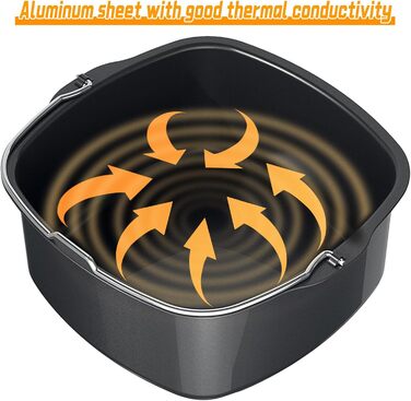 Форма для аерофритюрниці, термостійкі аксесуари для фритюрниці, багаторазова форма для торта, кошик для випічки хліба, форма для випічки праски з легким очищенням, аксесуари для фритюрниці для HD9925, HD9860, HD9905 01 (22 см)