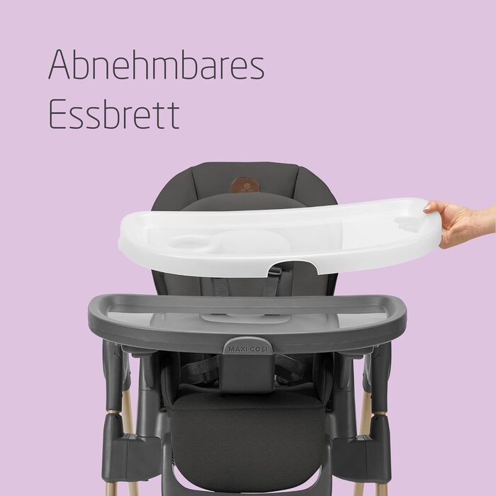 Дитячий стільчик для годування Maxi-Cosi Minla, Росте разом з вашою дитиною, 0-14 років, до 60 кг, Дитячий стільчик для годування, 9 рівнів висоти, 5 положень нахилу спинки, 4 положення лотка, Компактно складається, Еко-догляд, Beyond Graphite