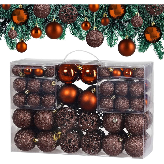 Різдвяні кульки 100 шт коричневі Deuba