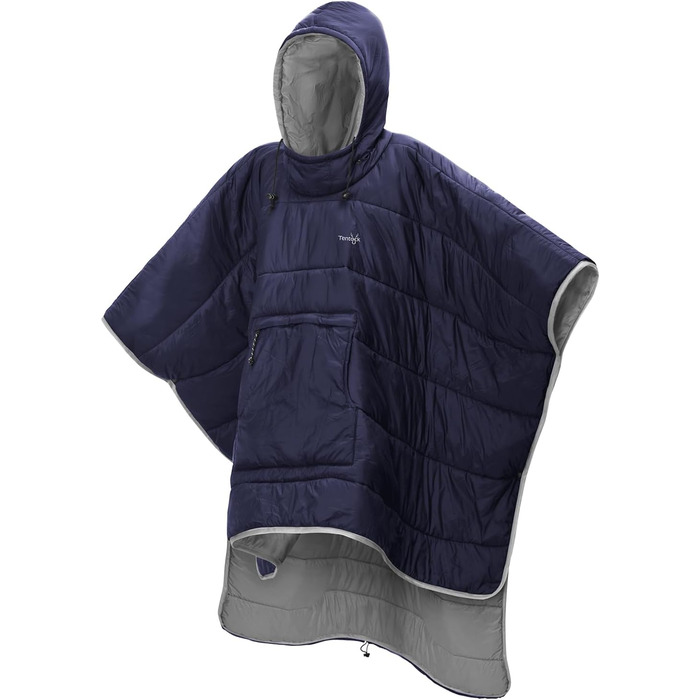 Зимове пончо Tentock унісекс з капюшоном, тепла ковдра, пуловер з капюшоном, надлегкий спальний мішок, водонепроникний, невелика ковдра для кемпінгу та походів на свіжому повітрі, сірий
