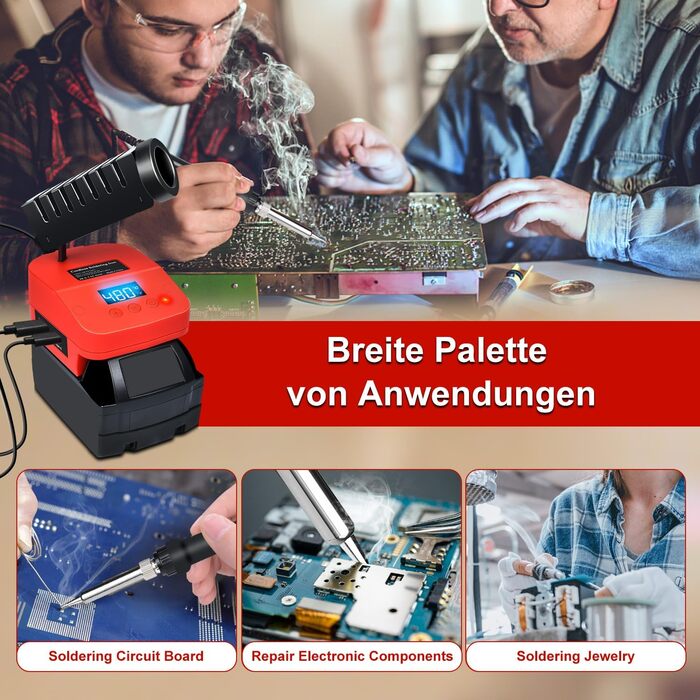 Акумуляторний паяльник для батареї Milwaukee M18 18V, швидке нагрівання, електрична цифрова LCD паяльна станція з USB і Type-C пор