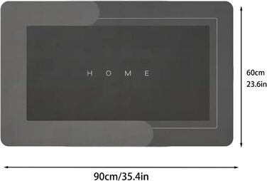 Суперпоглинаючий килимок для підлоги, брудовідштовхувальний килимок для ванної кімнати, комплект з піни з ефектом пам&39яті, нековзний килимок для душу з мікрофібри, квадратний килимок для ванної - чорний, 60 x 90 см