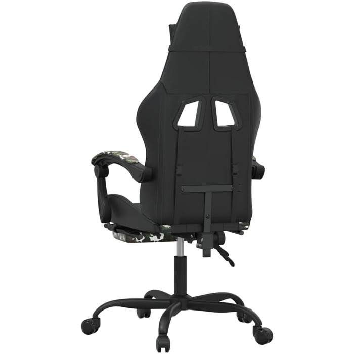 Геймерське крісло з підставкою для ніг, обертове, чорний камуфляж, штучна шкіра, регульована спинка, висота, функція повороту на 360 градусів, ергономічне, зручне, міцний матеріал, USB-порт, 36,5 x 42 см (Ш x Г), зелений колір