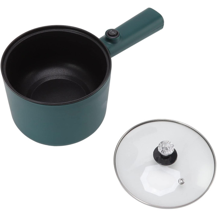 Електрична гаряча каструля Qcwwy, міні-раменна плита 1.8 л Швидка локшина Сковорода з антипригарним покриттям Міні-горщик 2 температурних режими 6-функціональна електрична плита з довгою ручкою та регулюванням потужності(2)