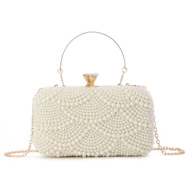 Жіноче перлове клатч-схвачення, елегантні весільні сумочки, вечірня сумочка, сумочка для нареченої, сумка на ланцюжку для вечірки та випускного, біла