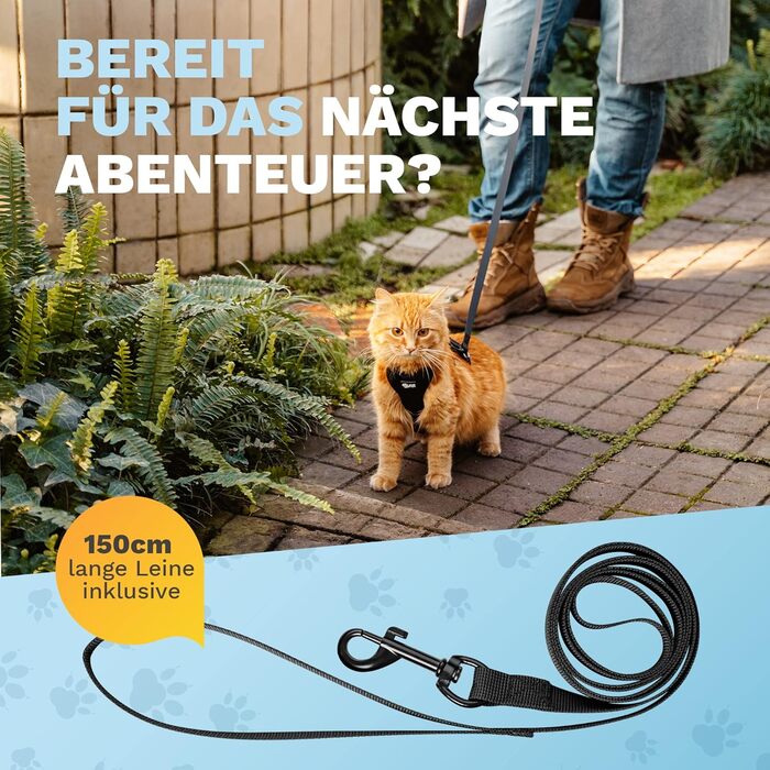 Шлейка для котів Pets Perfect - Надміцна шлейка для котів із повідком, що запобігає втечі - Повідець для котів - Наш комплект шлейок для котів забезпечує безпеку під час прогулянок (S)