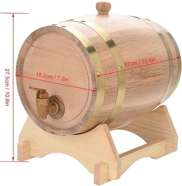 Дерев'яна бочка для вина з дубової бочки, 5-літрова старовинна дерев'яна бочка для вина з дерев'яним дозатором для вина, персоналізована бочка для лікеру для домашнього бару, банкету, подарунка на день народження