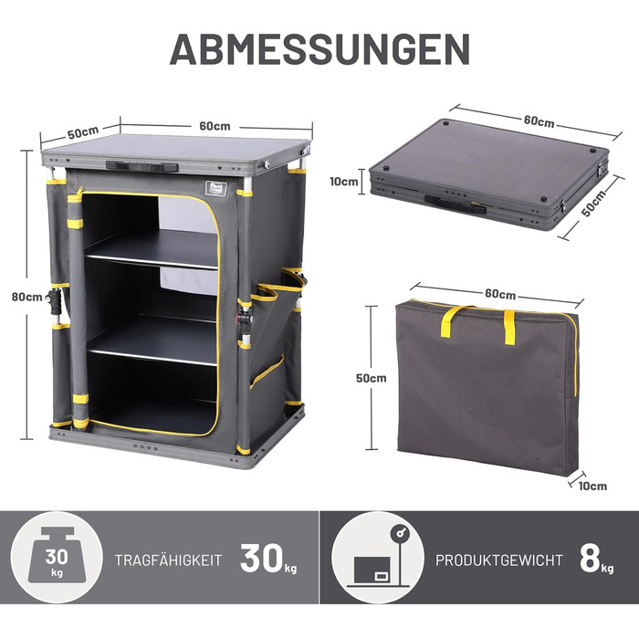 Складана кемпінгова шафа TIMBER RIDGE, розкладна кемпінгова кухня, автомобільна розкладна шафа, кухонний ящик, розкладна шафа, універсальний портативний з сумкою для перенесення, сірий