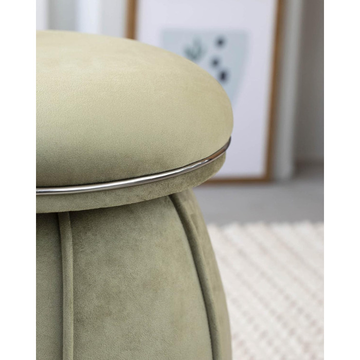 Пуф/оттоманка з м&39якого зеленого оксамиту, конусоподібної/грибоподібної форми, для вітальні, спальні, дитячої кімнати, оздоблення з графітової штучної шкіри, висота приблизно 55 см, колір зелений оксамит