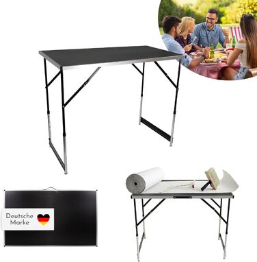 Складаний стіл для обклеювання шпалер Lemodo, 3-секційний багатофункціональний стіл з регульованою висотою, алюміній з посиленою стільницею, універсальний стіл для фарбування та блошиних ринків, робоча поверхня 3 м, 50 кг на стіл, чорний