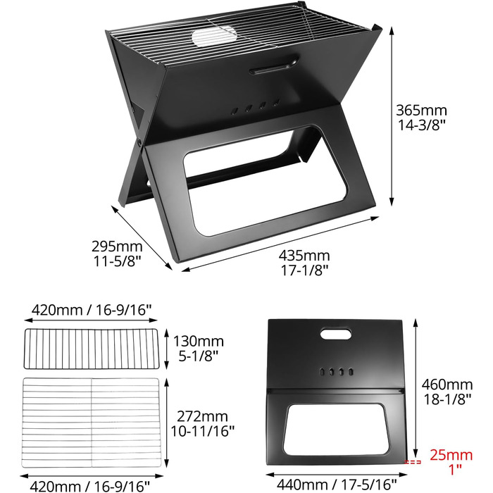 Складаний гриль QWORK, термостійкий гриль для ноутбука, для кемпінгу, подорожей