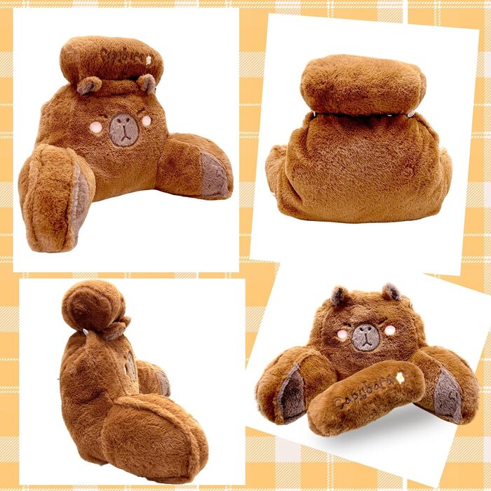 Подушка Capibara Плюшева подушка Capybara, мультяшна спинка, спинка дивана або підлоги, подушка для читання для автомобільних сидінь, офісного крісла, інвалідного візка (60 * 40 см)