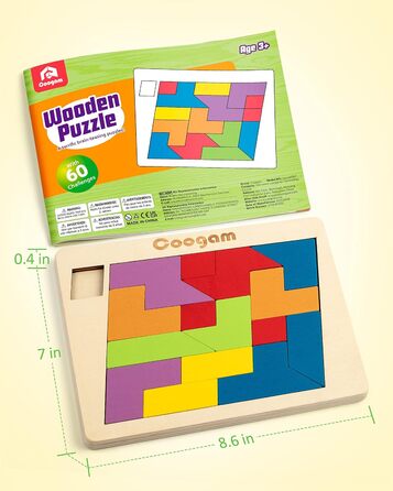 Дерев&39яні блоки-головоломки Геометричні танграми Головоломки Головоломка 3D Логічна гра IQ Барвиста форма Шаблон Монтессорі STEM