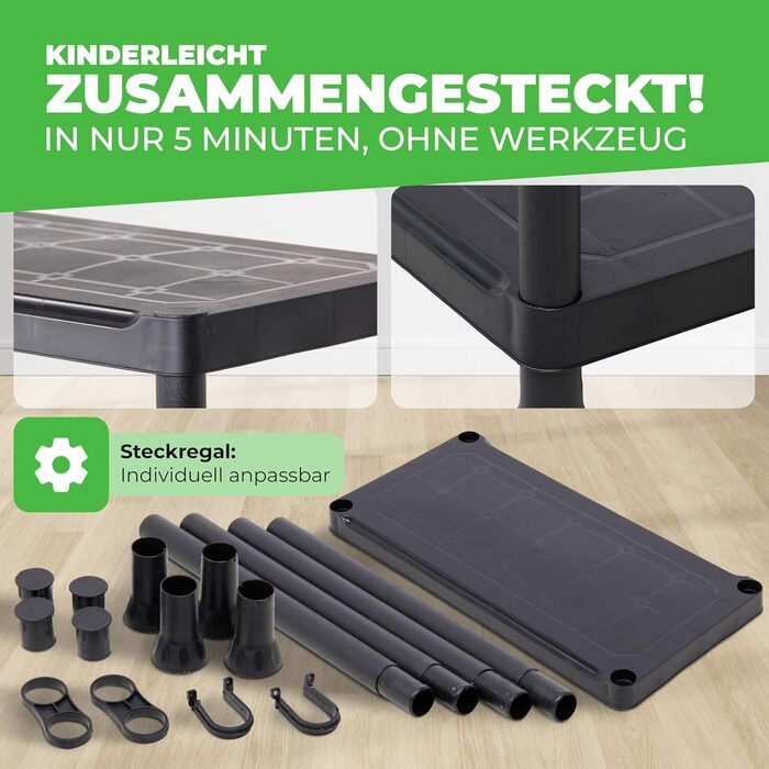 Міцний стелаж, комплект з 2 шт., підвальні стелажі, стелажі для зберігання, безболтові стелажі, стелаж для комори, 131 x 60 x 30 см, кожен стелаж витримує до 80 кг та має 4 полиці