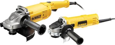 Кутова шліфувальна машина DeWalt (з кутовими шліфувальними кругами 2200 Вт/230 мм і 900 Вт/125 мм, швидке регулювання захисного ко
