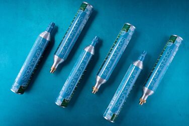 Преміальний 60-літровий циліндр CO2 для SodaStream (крім QC), Aarke тощо Нові та вперше заповнені в Німеччині Натуральна вугільна кислота для 2 шт. 60л TV до 2032 року 425 г, 2 шт.