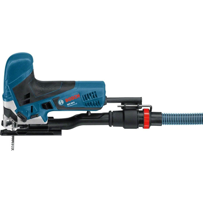 Професійний лобзик Bosch GST 90 E (потужність 650 Вт, 1 пиляльне полотно, комплект для відсмоктування пилу, стружковий кожух, глиб