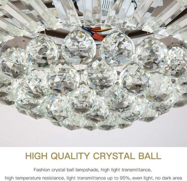 Безшумний стельовий вентилятор Кришталевий стельовий вентилятор з підсвічуванням Регульований, безшумний вентилятор з 6 швидкостям