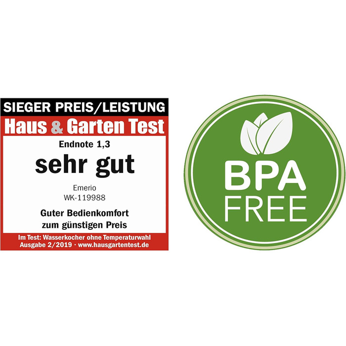 Скляний чайник EMERIO ємністю 1,7 л 2200 Вт синє світлодіодне внутрішнє освітлення підставка на 360 Переможець тесту Ціна/якість д