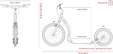 Самокат Yedoo Rodstr з педалями - до 150 кг, самокат з пневматичними шинами 20/16 - самокат для дорослих з алюмінієвого сплаву з р