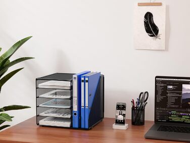 Металевий органайзер для офісного столу EasyPAG A4 із 7 кишеньками, тримач для документів, лоток для файлів, тримач для журналів, лоток для листів, органайзер для паперових журналів, чорний