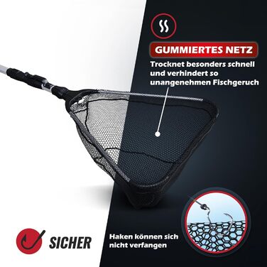 Гумова рибальська сітка 1,6 м/2,1 м Складана Міцний універсальний підсак Телескопічна Гумова рибальська сітка Безпечна для риби 2,1 м з чохлом