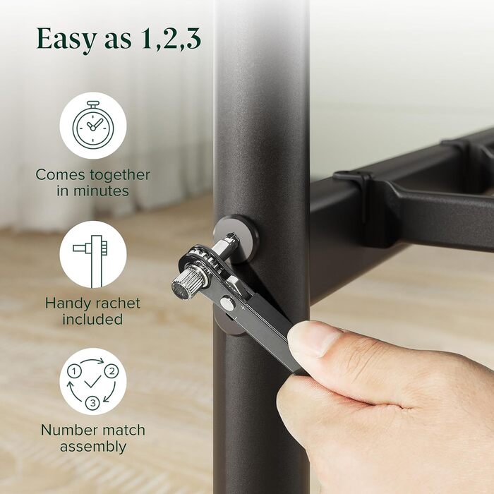 Ліжко Zinus Florence 140x200 см з вінтажним узголів&39ям - Металеве ліжко 140x200 з металевою рейковою основою - Платформа заввишки 35 см з простором під нею - Пружинний матрац не потрібен - Чорний, вінтажний індустріальний стиль 140x200 см Чорний