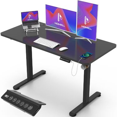 Регульований по висоті письмовий стіл Homall 120x60 см з USB-портом, чорний