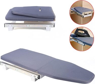 Складана прасувальна дошка, розсувна на 180 прасувальна дошка 80 см, компактна настінна шафа, що економить місце, зі знімним тканинним чохлом, сіра