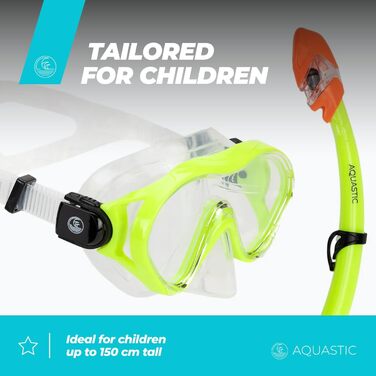 Дитячий комплект маски та трубки 2-в-1 AQUASTIC MINKE JR червоного кольору з фартухом-маскою з міцного загартованого скла та мундштуком для трубки з гіпоалергенного силікону для моря та відпустки зеленого кольору
