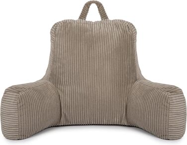 Подушка для спинки Flumi з підлокітниками для читання, перегляду телевізора або відпочинку, подушка для читання для ліжка та дивана з чохлом, який можна прати, наповнювач з пінопласту, опора для спини з ручкою для перенесення (бежевий вельвет)