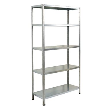 Система стелажів SCHULTE з 5 полицями PowerMAX, вантажопідйомність 65 кг, 190x100x40 см (ВxШxГ), оцинкована, полиця для зберігання, полиця для майстерні, полиця для підвалу, полиця для гаража, металева полиця