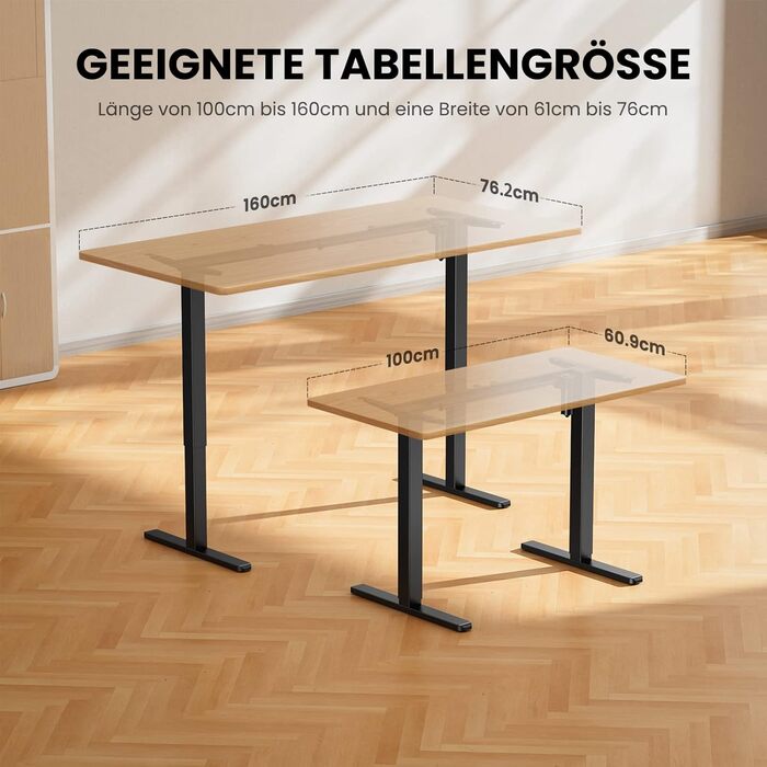 Каркас столу ErGear з регульованою висотою та 4 налаштуваннями пам&39яті, регульовані по висоті ніжки столу, ергономічна основа для столу стоячи, лише каркас, чорний